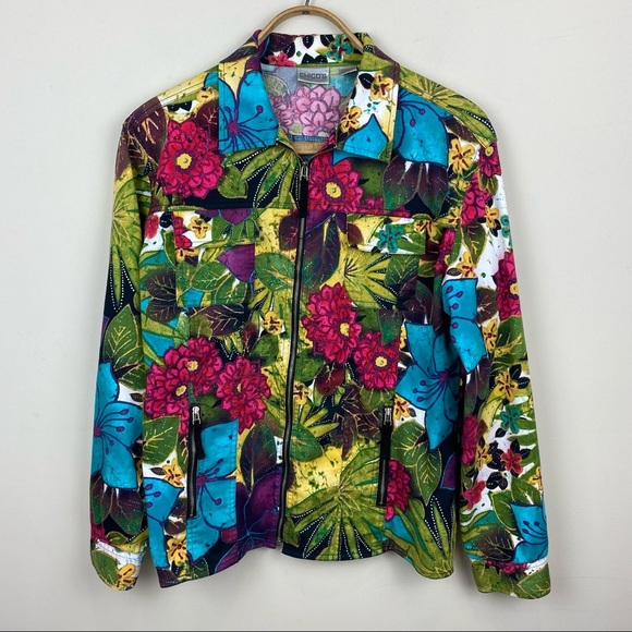 Chico's || Colorful Zipper Front Jacket; Size 1 (M/8) - Picture 13 of 13